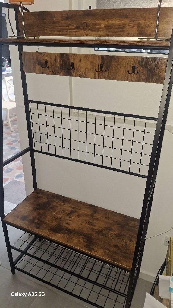 Sapateira DIELE em metal e madeira 180x90x38cm