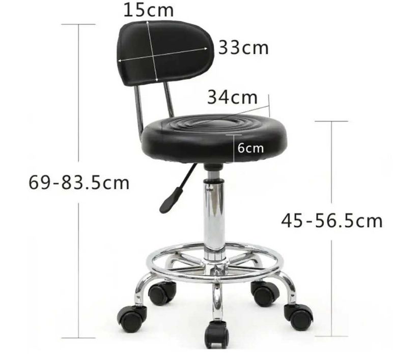 Круглое кресло со спинкой на колесиках / Стул табурет для мастера