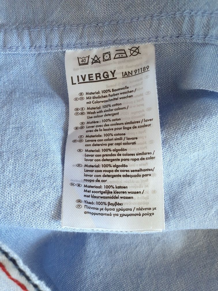 Niebieska bawełniana koszula męska casual bawełna cotton Livergy M/L