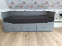 Łóżko Hemnes 3 szuflady kolor szary 80x200