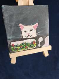 Kotek malowany na płótnie farbami akrylowymi