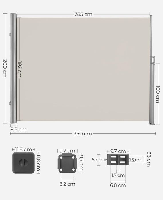 SONGMICS GSA205E Roleta boczna, zwijana beżowa, 2 x 3,5 m