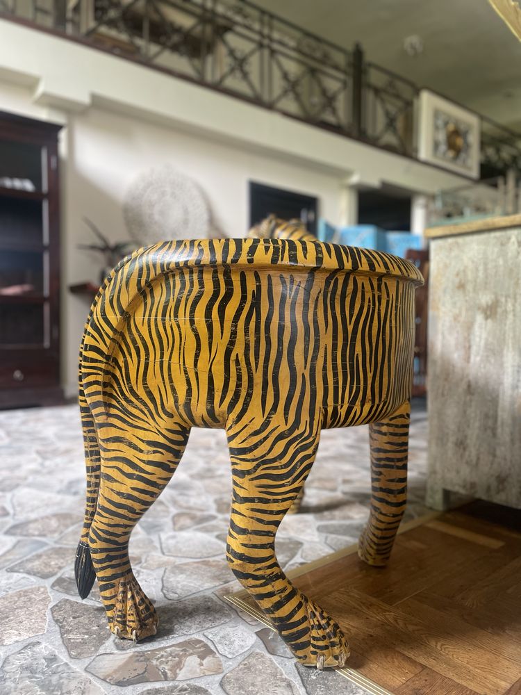 Fotel krzesło tygrys drewniany rzeźba kolonialny egzotyczny