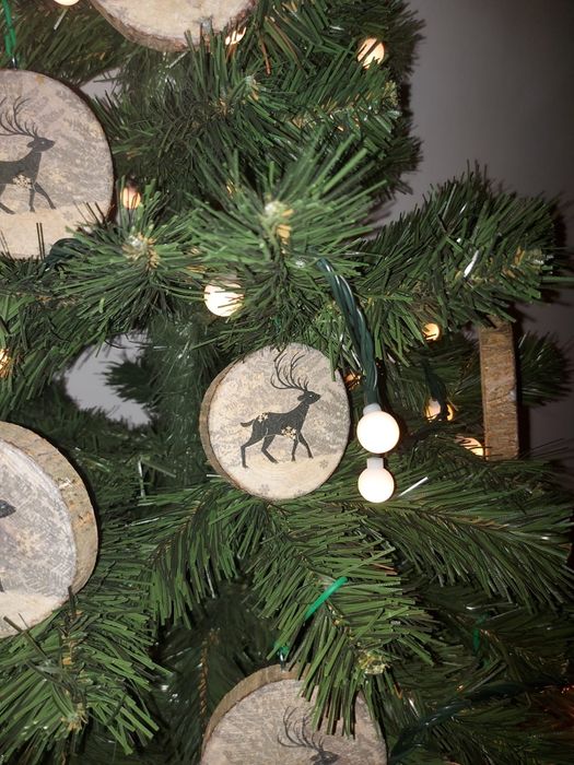 Drewniane zimowe ozdoby choinkowe 10 szt, Olcha, 10,5 cm średnicy