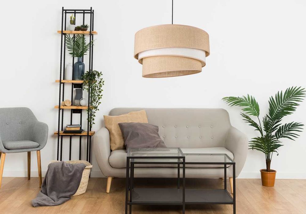 LAMPA WISZĄCA sufitowa BOHO JUTA 45 cm śr PIĘKNA do salonu Nowa