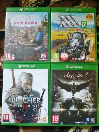 4 gry XBOX ONE: Wiedźmin, Farming 17, Far Cry New Dawn, Batman