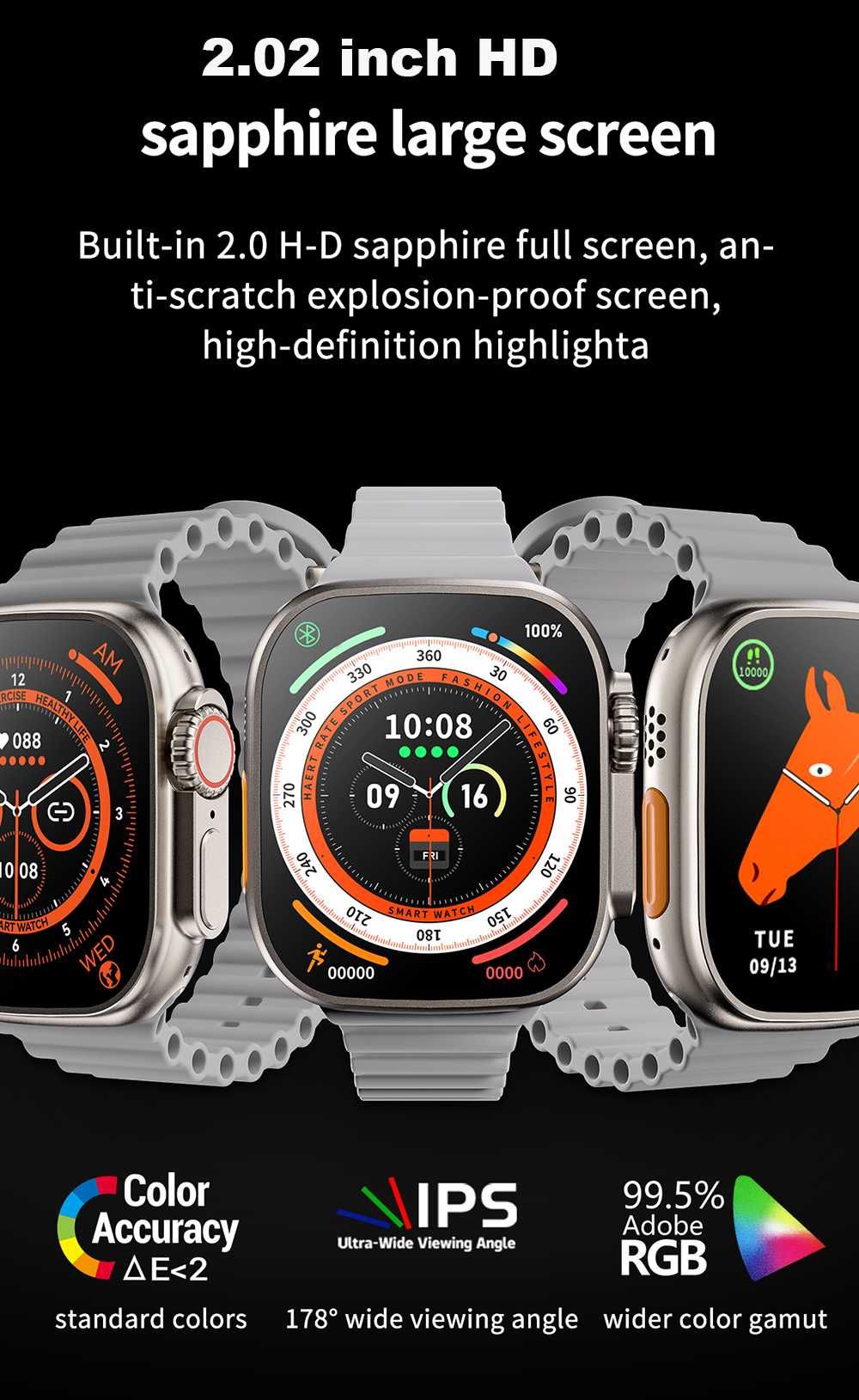 S8 Ultra Smartwatch rozmowy, sport, tętno, NFC i wiele innych funkcji