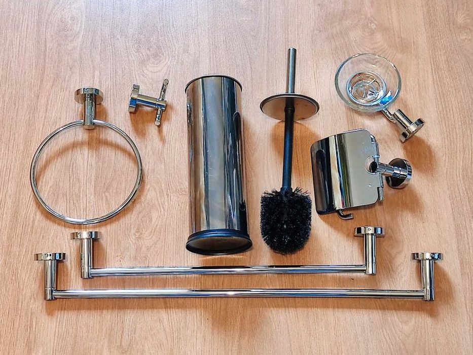 Kit cromado casa de banho 7 peças toalheiros