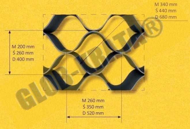 Geokrata,geosiatka, Geobunky, Geocell Mała 2,5cm, 25mm (PRODUCENT)