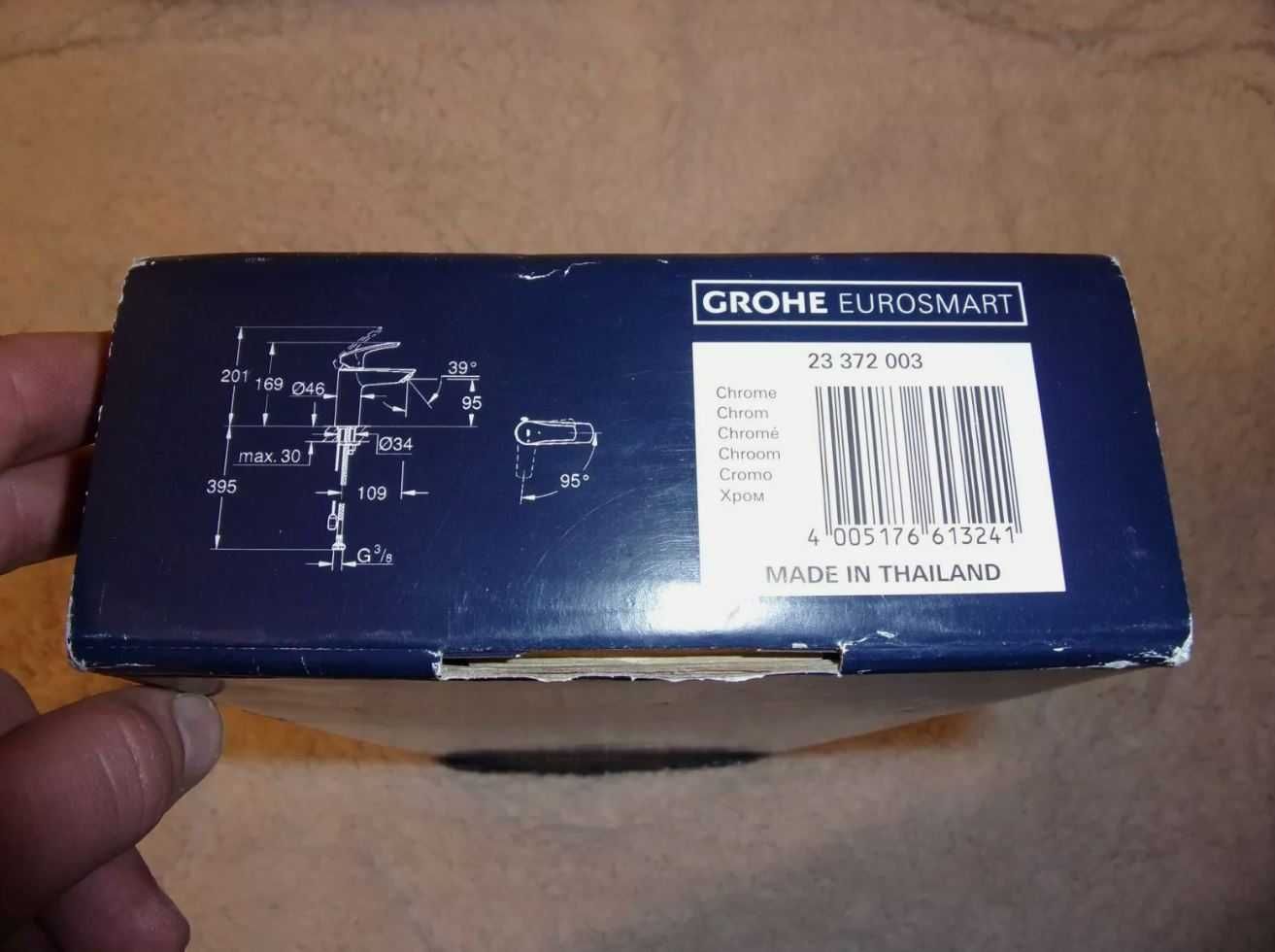 Nowa Grohe umywalkowa Eurosmart S chrom opuszczany łańcuszek