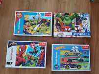 Zestaw puzzli Spiderman, auta, strażak Sam, Hulk