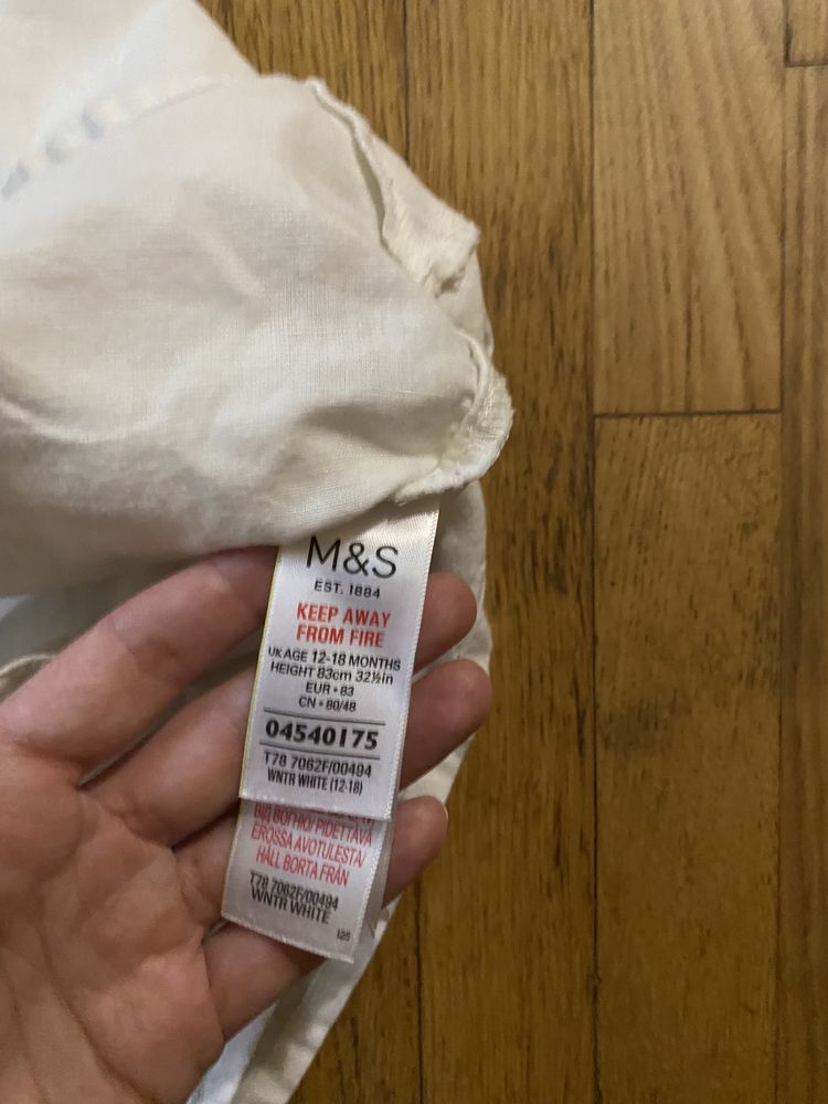 Біла сорочка лляна M&S 1-2р , 12-18міс. Брендова нова