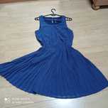 Sukienka granatowa w kropki XS/36 plisowana pin up.