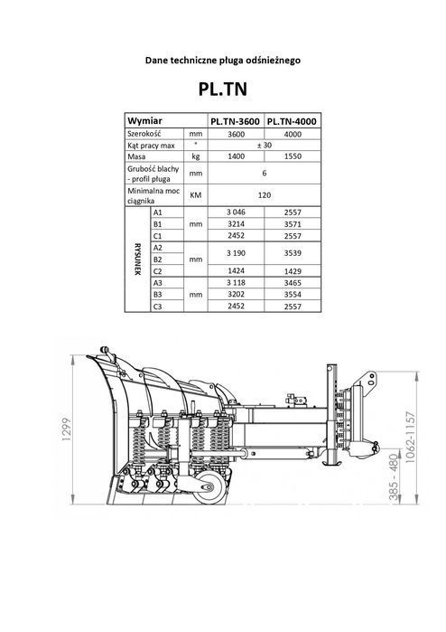 Pług składany tytan 3,6m! profesjonalny hydrauliczny ciężki  1400kg!