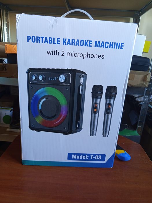 Zestaw Karaoke T-03 100W, Bluetooth, 2x Mikrofon RGB