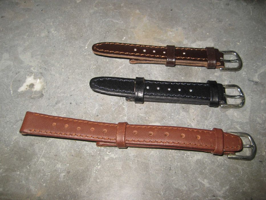 3 Braceletes pele genuína, vintage, p/relógio senhora(NOVAS)