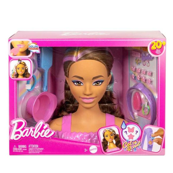 Barbie Głowa do stylizacji z brązowymi włosami 20 akcesoriów JFG82