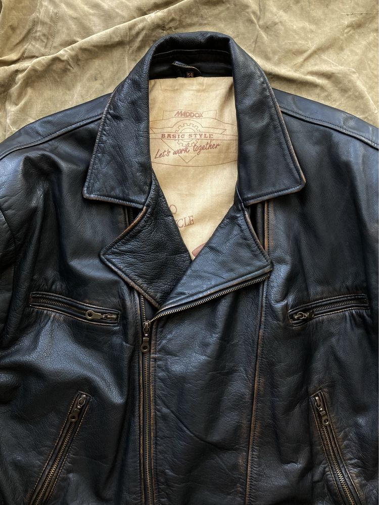 Мужская кожаная куртка Maddox косуха washed jacket 54 XL