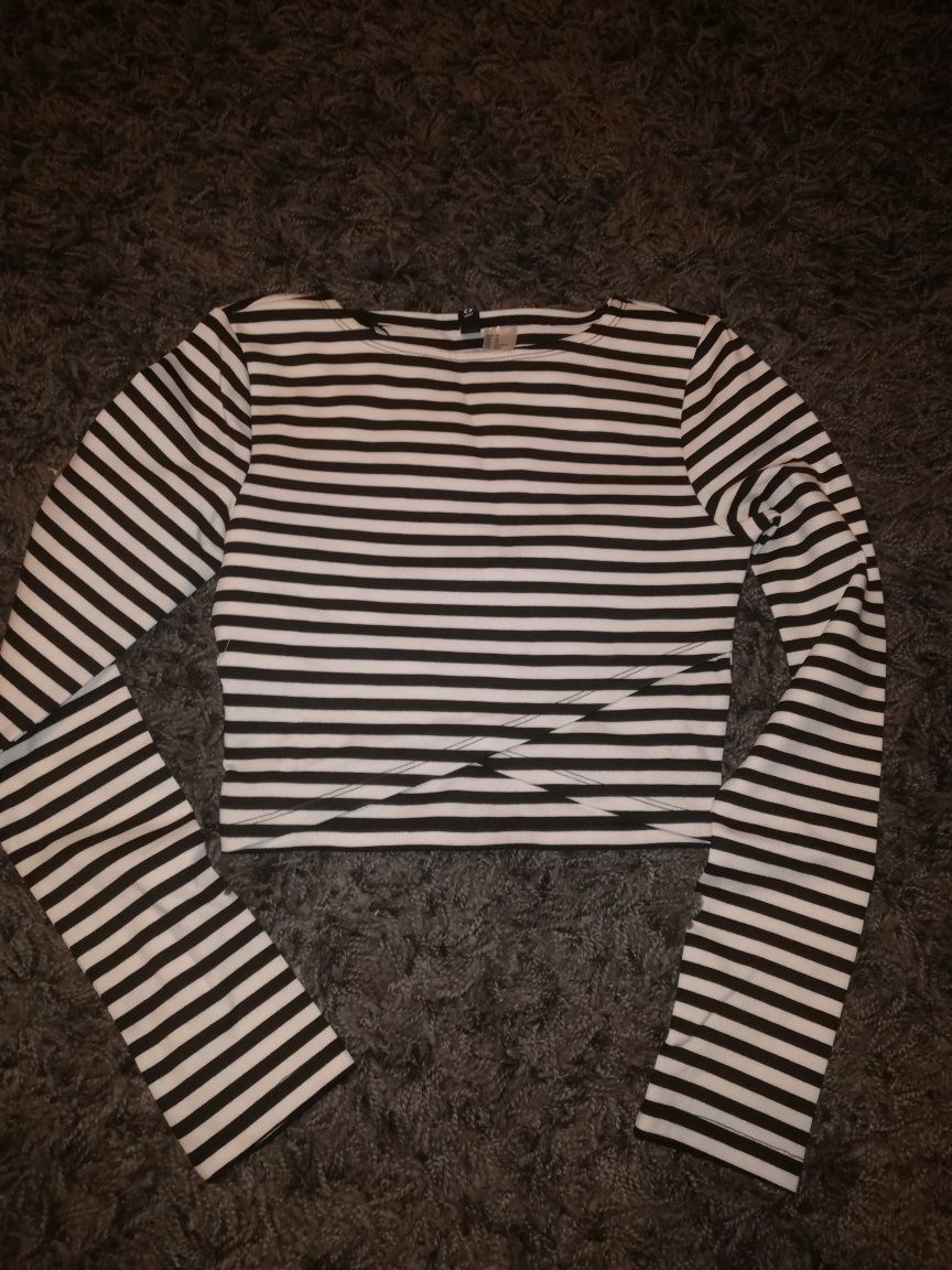 KRÓTKI TOP w paski H&M topik bluzeczka xs