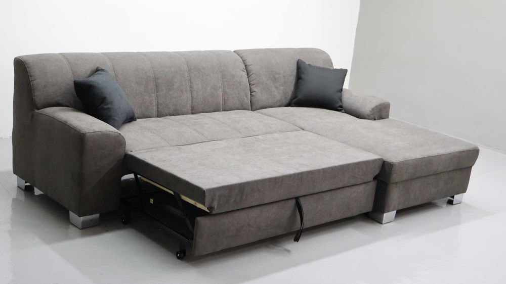 TKX Nowy narożnik z funkcją spania, rogówka KANAPA sofa tkanina popiel