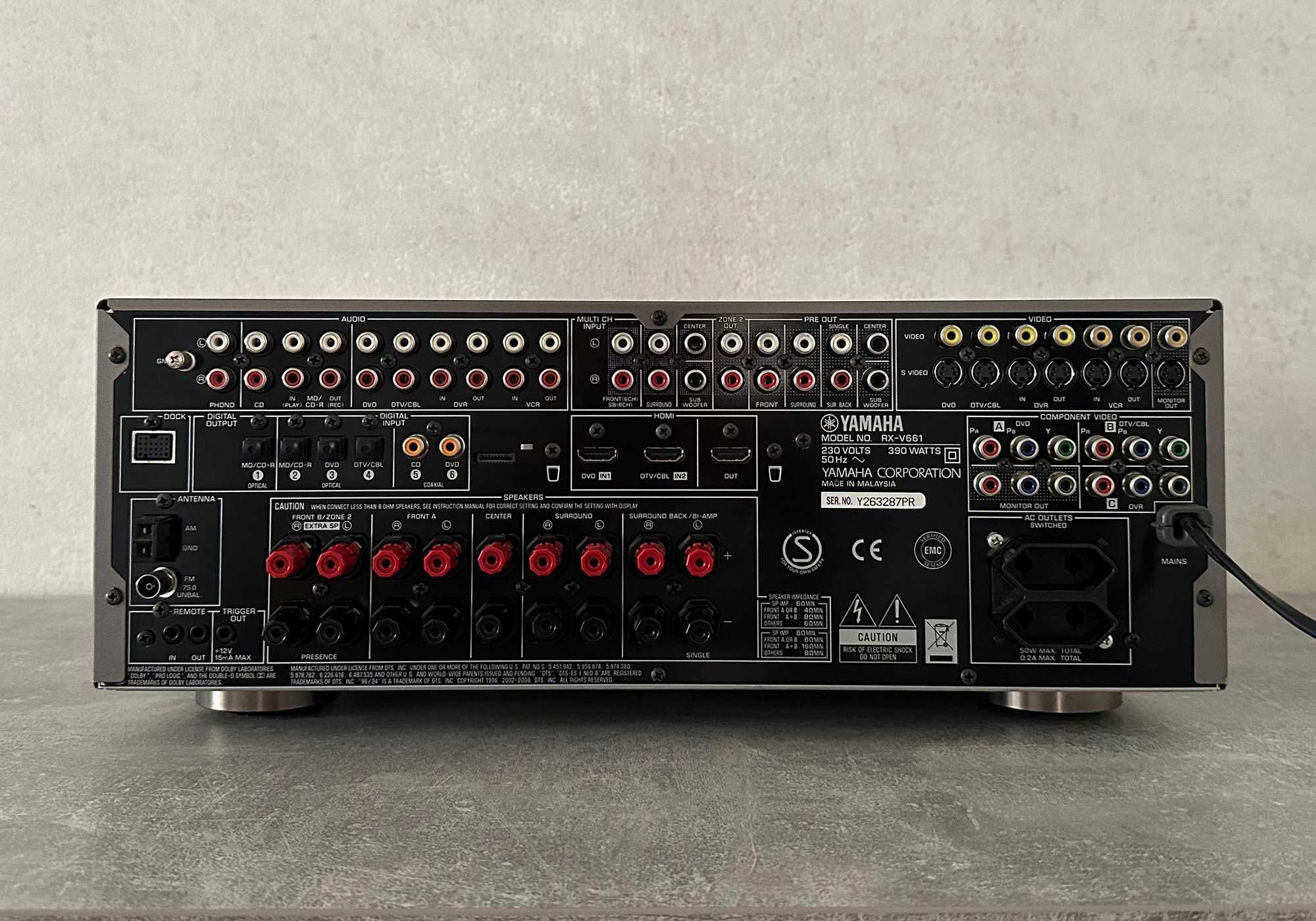 Ресивер Yamaha RX-V661 (7 × 140 Вт / USB / BlueTooth / ЦАП / FM-тюнер)