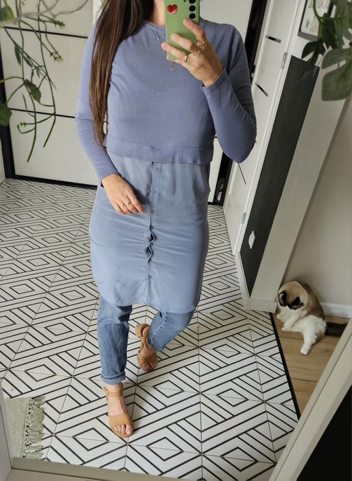 COS sukienka damska / tunika z jedwabiem Xs/S lekka luźna zapinana sil