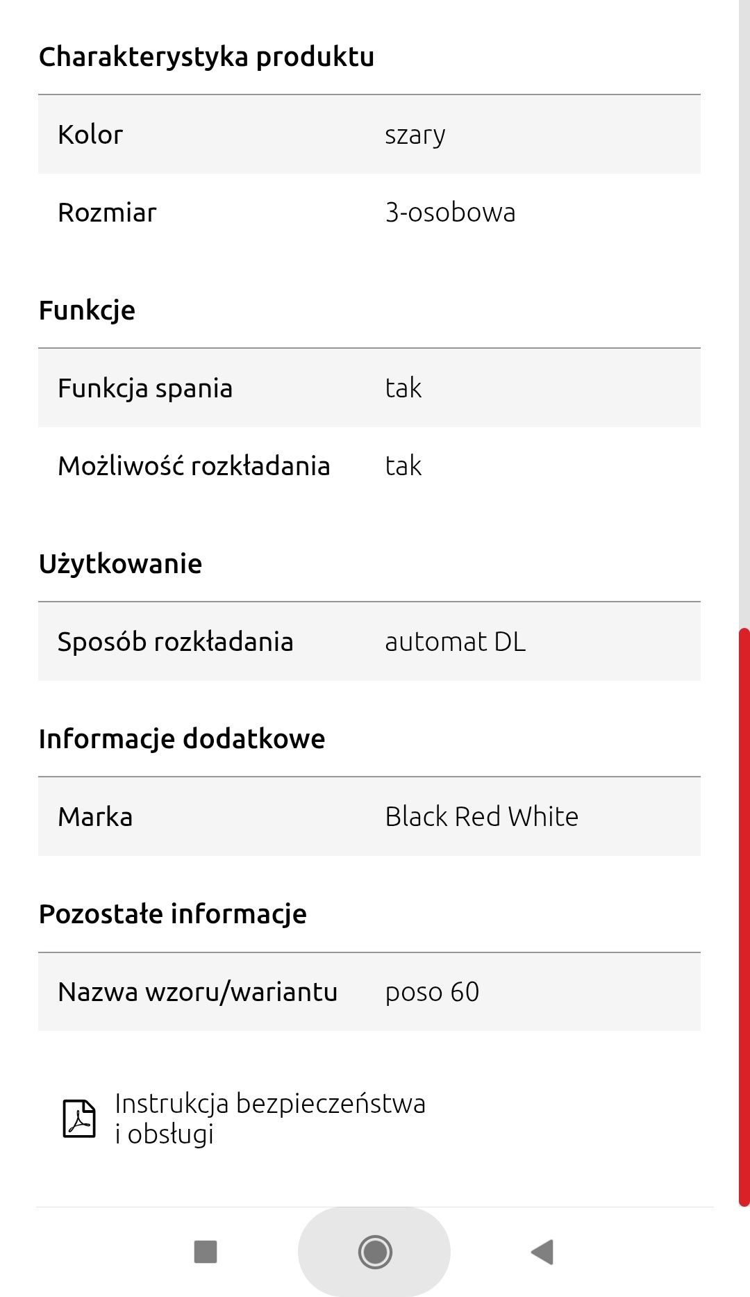 Sofa z funkcją spania, kanapa Black Red White