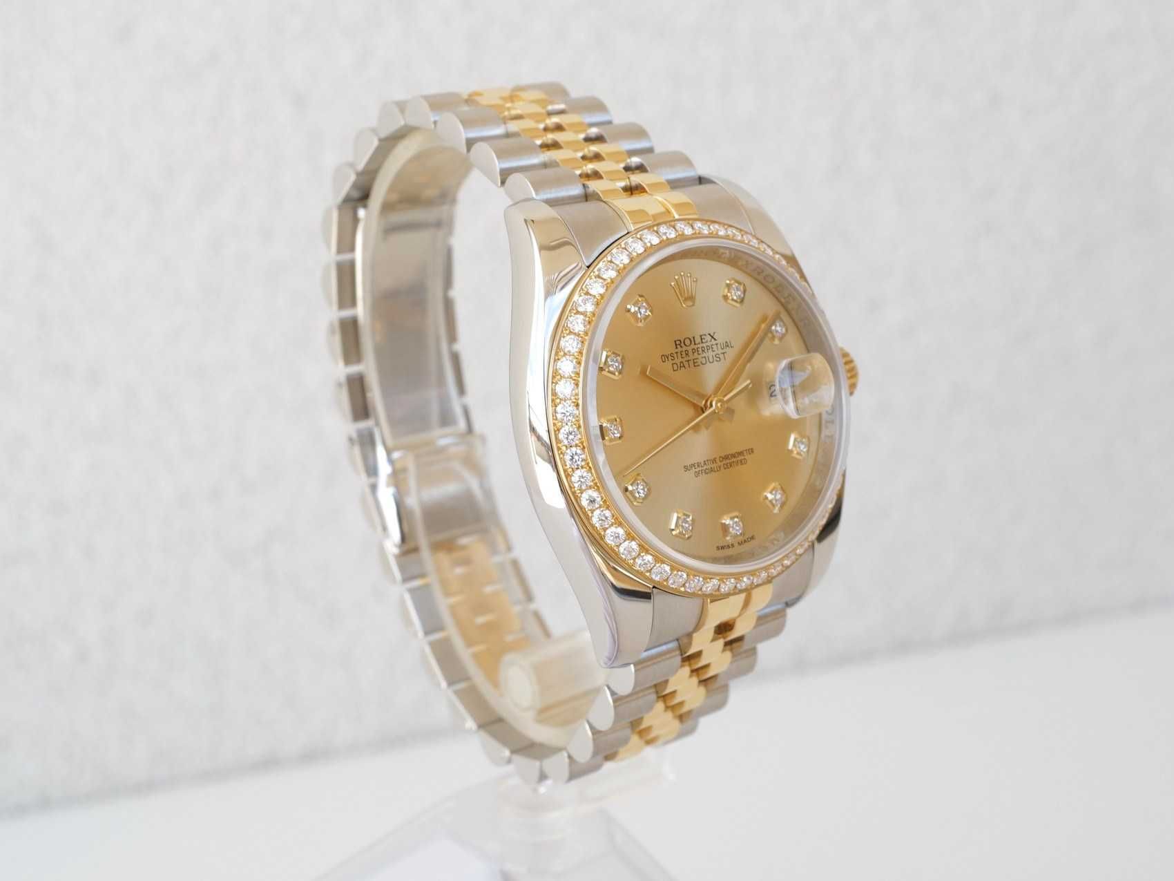 Rolex Datejust 36 Jubilee 18K Yellow Gold Champagne Diamond Dial Bezel