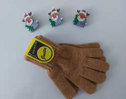 Nowe, karmelowe rękawiczki- 30% wełna