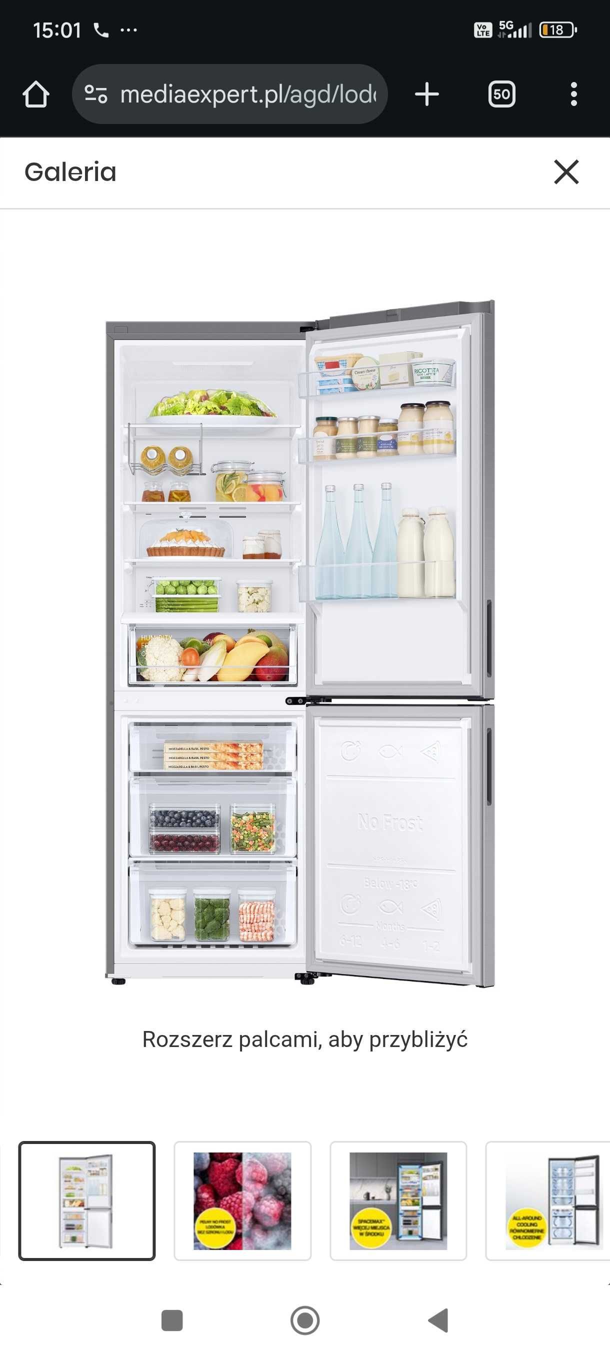Lodówka SAMSUNG RB33B610FSA Srebrna NoFrost