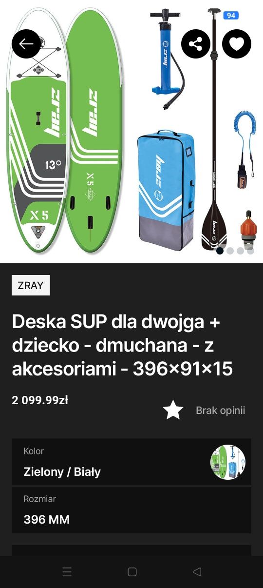 Deska sup Zray dwie osoby dorosłe plus dziecko