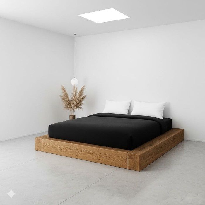 Łóżko japońskie drewniane Miyuki Niskie Masywne Belki MyFuton