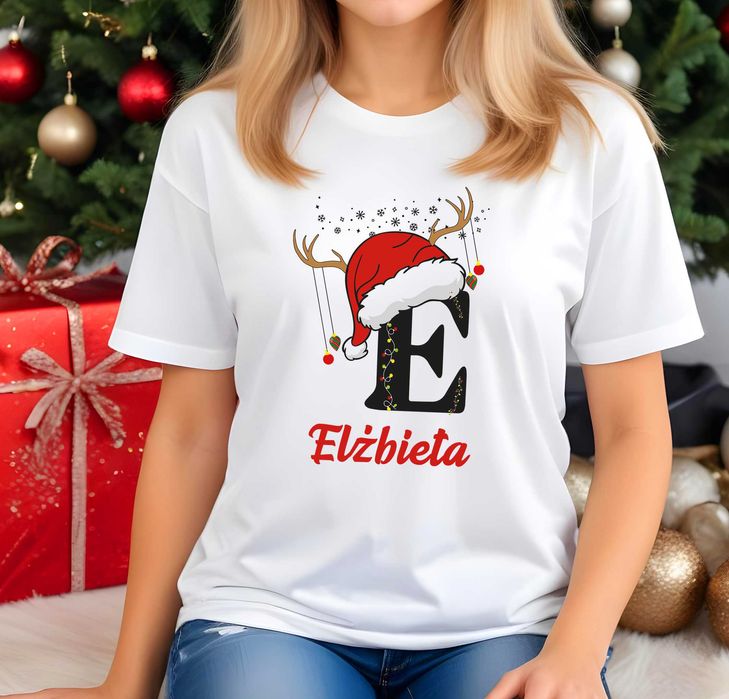 koszulka świąteczna, koszulka imię prezent pod choinkę wesołych świąt