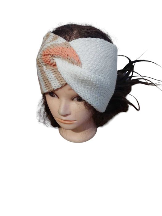 Opaska Handmade, turban Węzeł Dwuwarstwowa Zimowa szeroka PODWÓJNA,