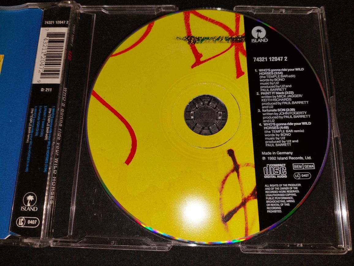 U2 Who's Gonna Ride Your Wild Horses CD 1992