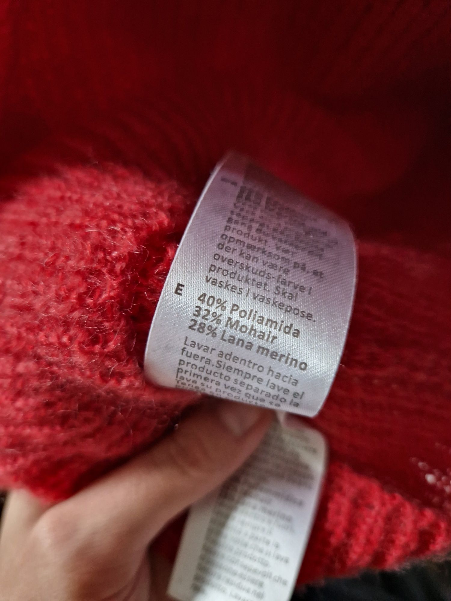 Czerwony sweter Soft Rebels z wełną merino i wełną jagnięca, oversize,