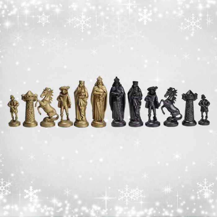 Szachy dla dzieci szachownica drewniana figury średniowieczne