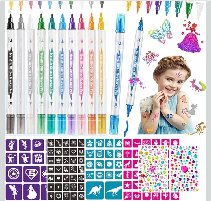 Zestaw 10 flamastrów do tatuażu dla dzieci