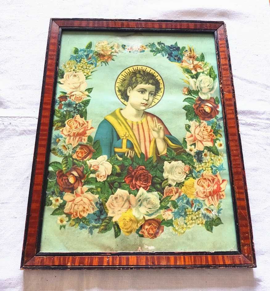 Quadro antigo com imagem do Menino Jesus