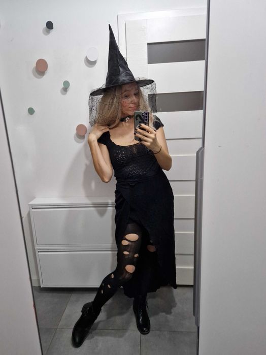S 36 M 38 strój na Halloween kostium przebranie sukienka czarownica