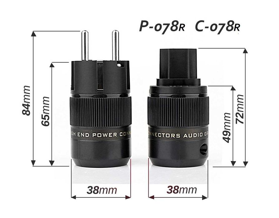 Wtyki zasilania x2 audiocrast IEC/EU - VIBORG typ