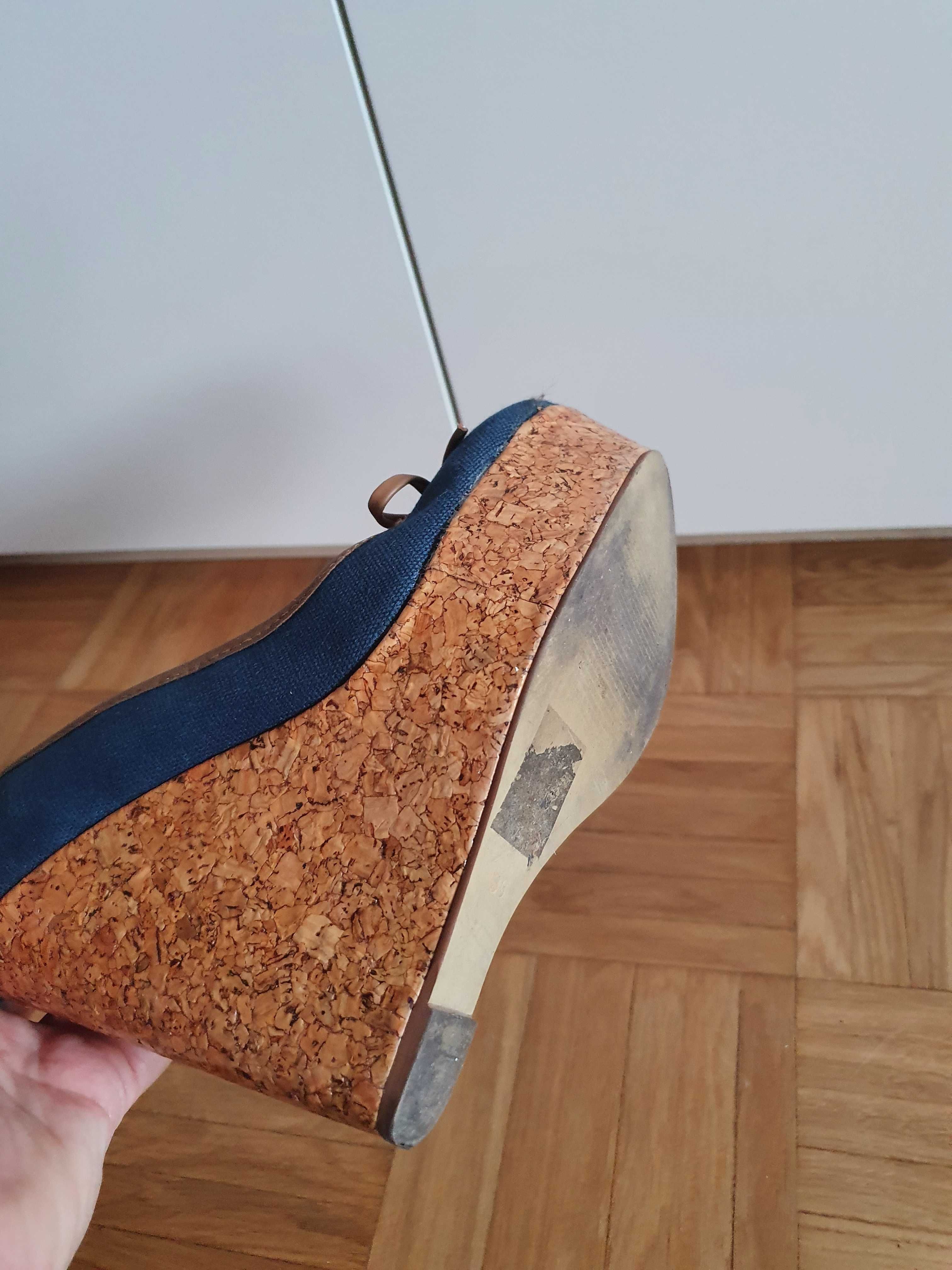 Buty BAGATT platformy płótno skóra korek r. 39 mniejsze