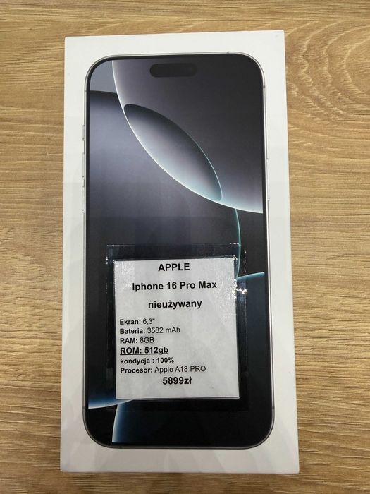 Telefon Apple iPhone 16 Pro Max 512 GB !!! Nieużywany