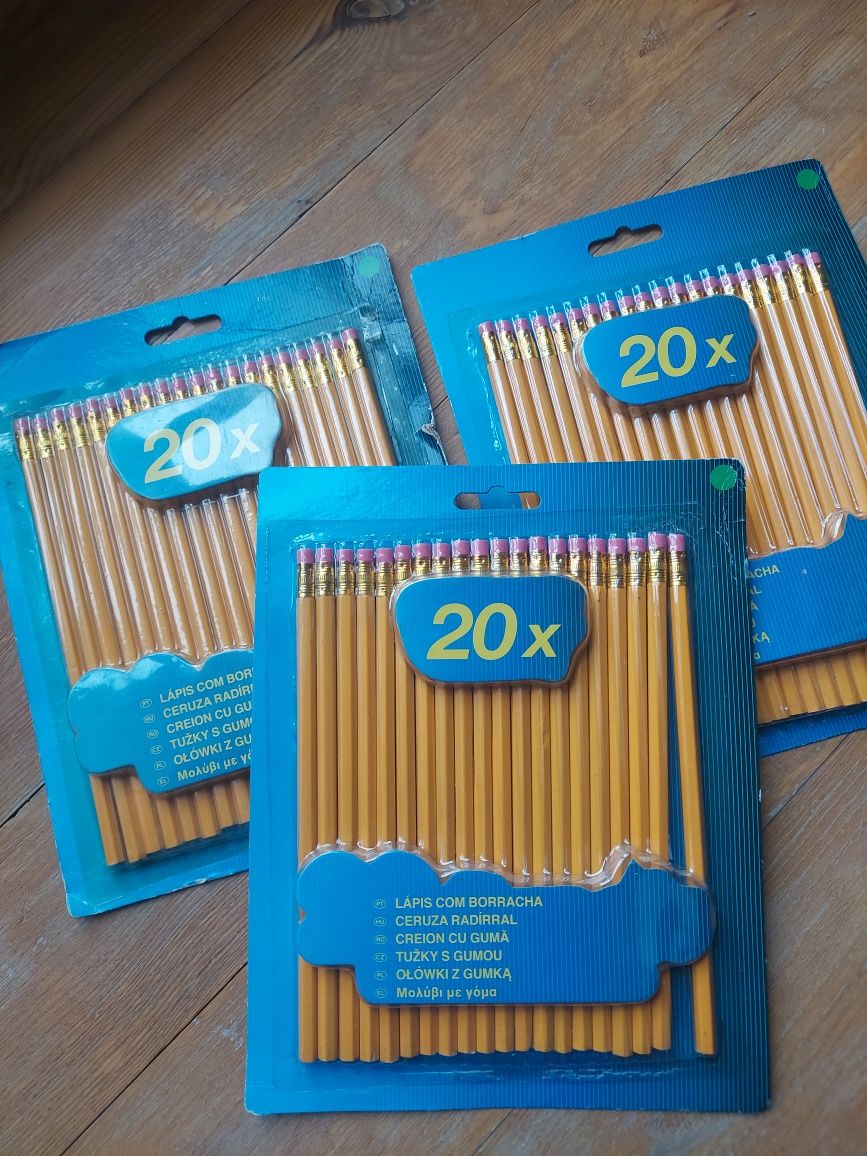 Ołówki z gumką 3 opakowania po 20 sztuk 60 sztuk ołówek
