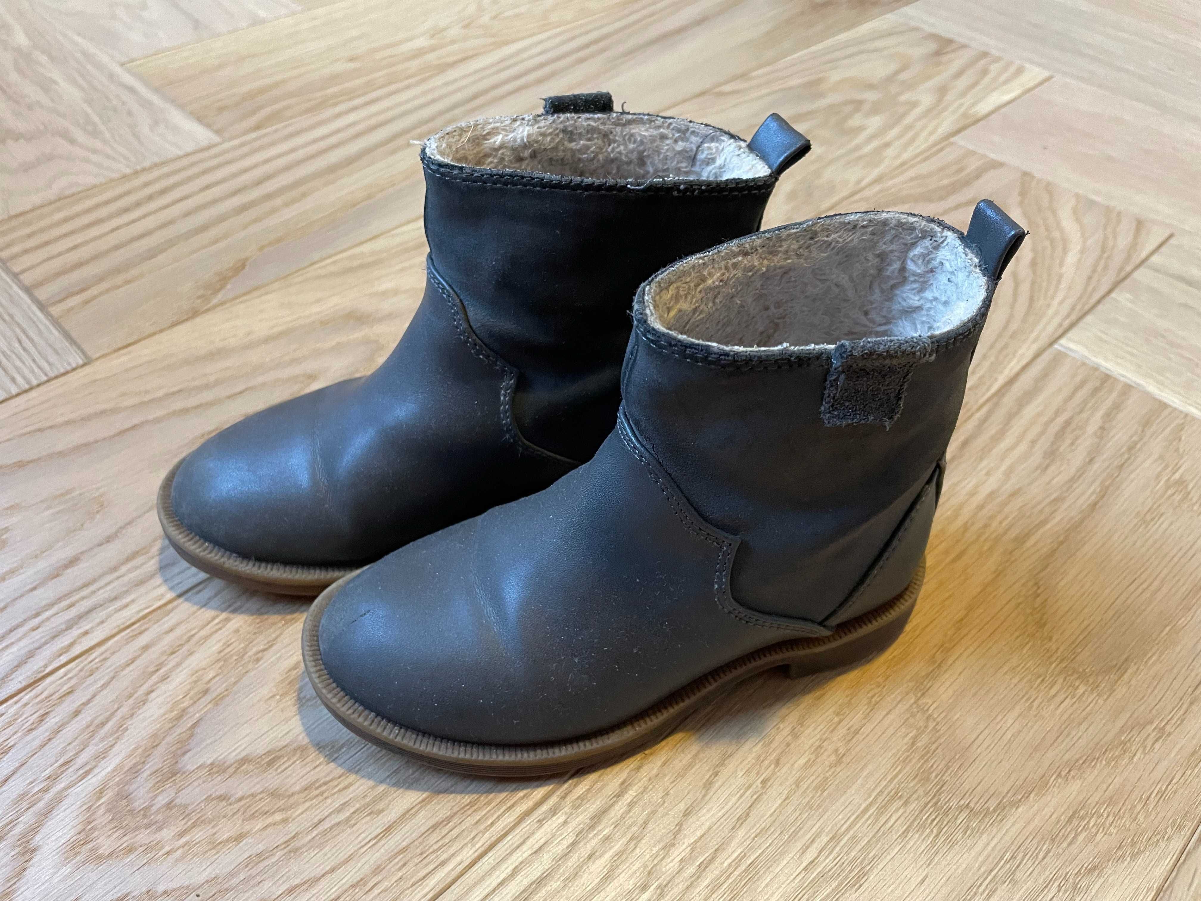 Buty dziewczęce Zara r.25, botki, szare, lekko ocieplone, butki