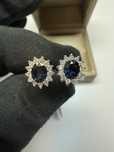 Серьги Tiffany 750 проба сапфиры Цейлон 1.10 ct, бриллианты 0.36 ct