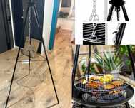 Trójnóg z Rusztem na Łańcuchu 150cm Ruszt 50cm Średnicy GRILL OGNISKO