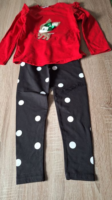 Kpl świąteczny   ocieplany  czerwony z sarenką 128