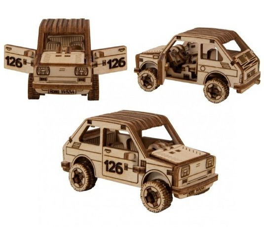 Puzzle 3D Fiat 126P maluch drewniany