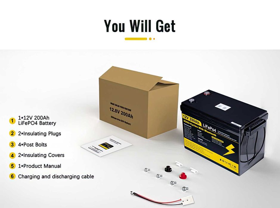 NOWY Akumulator LiFePO4 200Ah 12V SUNRISE – Bluetooth, Mata Grzewcza